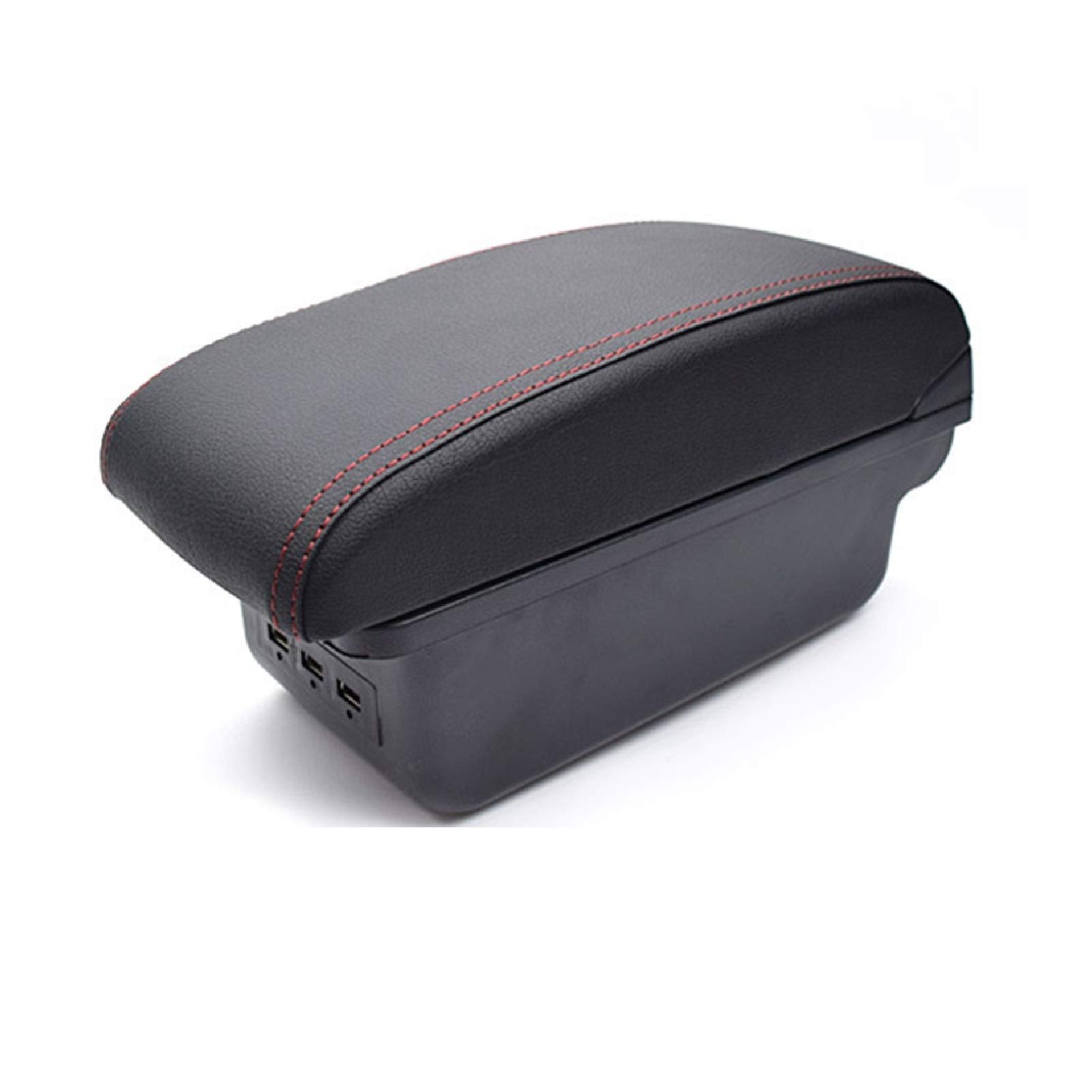 Mittelkonsole Armlehne Staufach, Passend Passend für Citroen Peugeot Auto-Armlehne ABS-Armlehne Auto-Styling Armlehnenbox Mittelkonsole USB-Zubehör(D red thread) von Crepundia