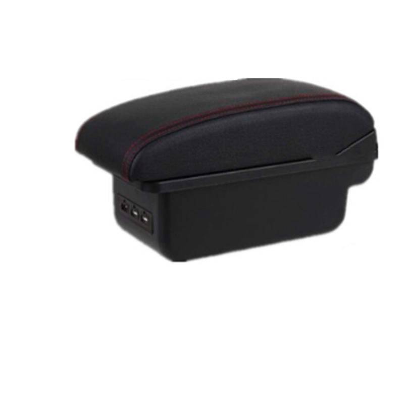 Mittelkonsole Armlehne Staufach, Passend Passend für Clio 4 Armlehnenbox Passend für Renault Clio 4 Captur. Armlehnenbox, zentrale Speicherinhaltsbox mit USB-Schnittstelle(B black red line) von Crepundia