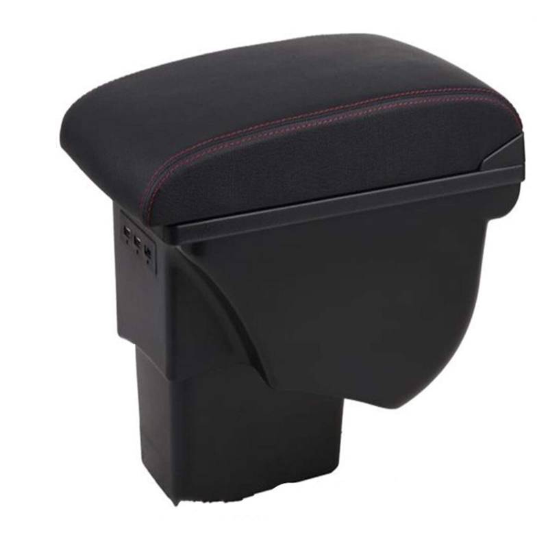 Mittelkonsole Armlehne Staufach, Passend Passend für Kia Armlehnenbox Leder Auto-Innenausstattung Teile Mittelkonsole Armlehnenbox Auto Armlehnen Aufbewahrung(Red line with usb) von Crepundia