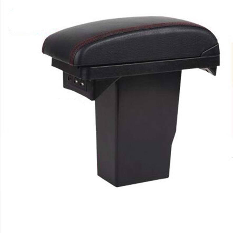 Mittelkonsole Armlehne Staufach, Passend Passend für Peugeot 2008 Armlehnenbox + 3USB Schwarzes Leder Center Neue Aufbewahrungsbox Modifikation(Red line with usb) von Crepundia