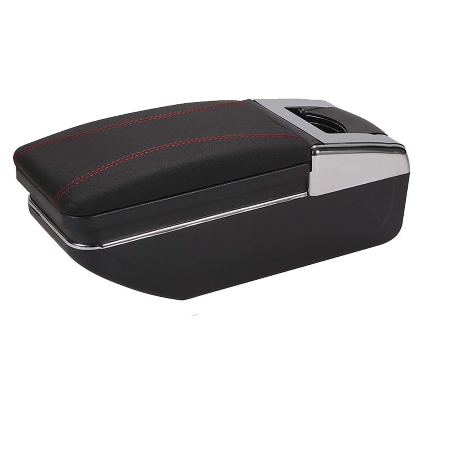 Mittelkonsole Armlehne Staufach, Passend Passend für Peugeot Partner Tepee, Armlehnen-Aufbewahrungsbox, Autozubehör, Ladefunktion.(C1 Black red No USB) von Crepundia