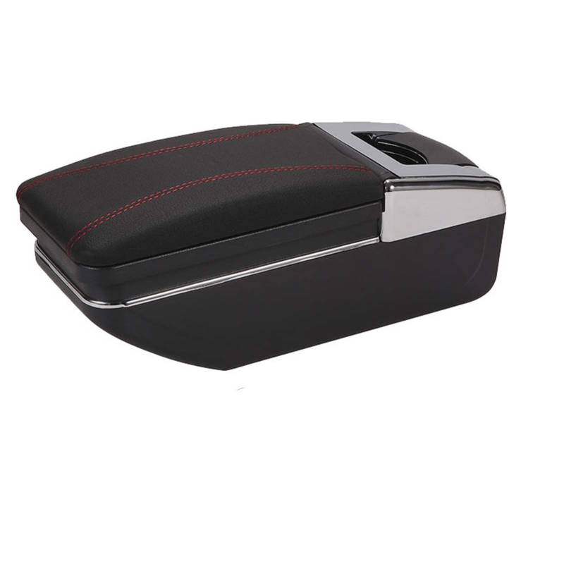 Mittelkonsole Armlehne Staufach, Passend Passend für Peugeot Partner Tepee, Armlehnen-Aufbewahrungsbox, Autozubehör, Ladefunktion.(C1 Black red No USB) von Crepundia