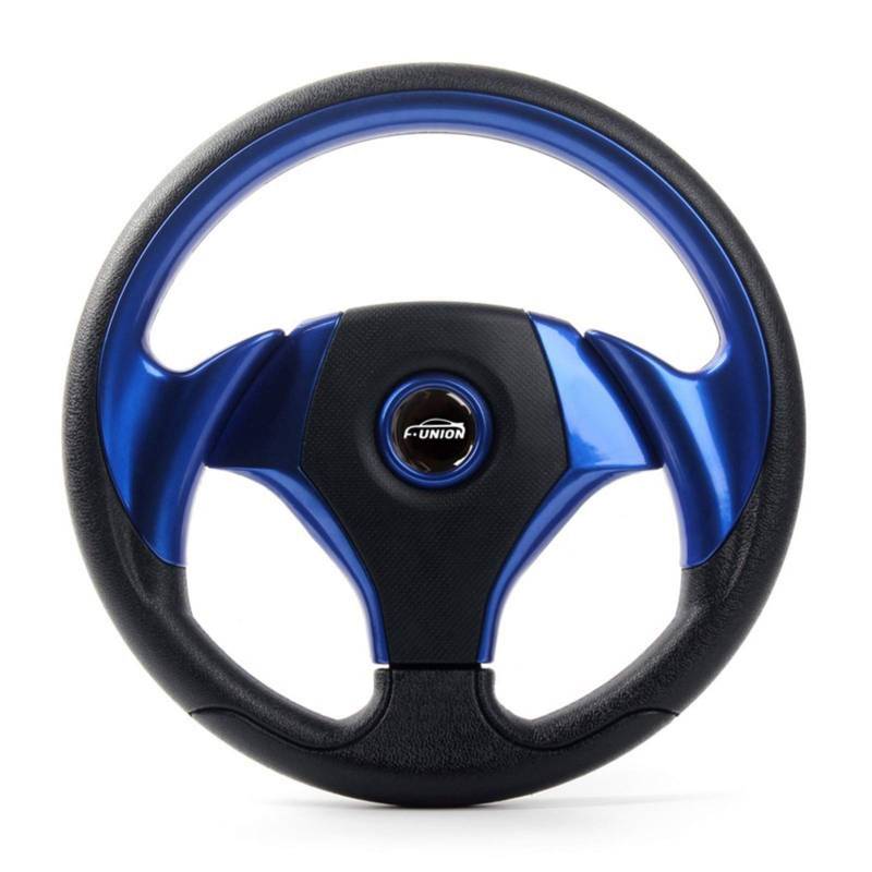 Universal Rennlenkrad,Drifting-Lenkrad, 13inch 330 MM PVC Driften Sport Racing Lenkrad Auto Universal-Flachplatten Lenkrad Autozubehör Innen(Blue) von Crepundia