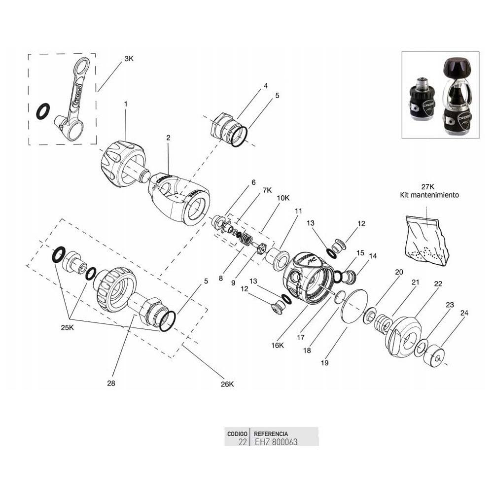 CRESSI - EHZ 800063/391 : Ersatzregler tauchgang: base close 1. stufe MC5-MC9 CRESSI - EHZ 800063/391 : Ersatzregler tauchgang: base close 1. stufe MC5-MC9 von CRESSI