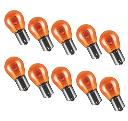 10x PY21W Premium BAU15s 12V 21 Watt Kugellampe Blinkerlampe orange von Crono