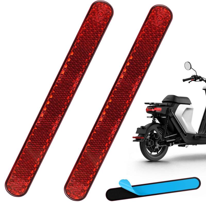 Reflektoren Motorrad E4 Hinten Rot, 2 Stück Universal Multifunktional Motorrad Reflektor Hinten Katzenaugen mit Selbstklebend Rechteckige 100x13x7mm Schmal Fahrrad Reflektorenssern von Crrynuo