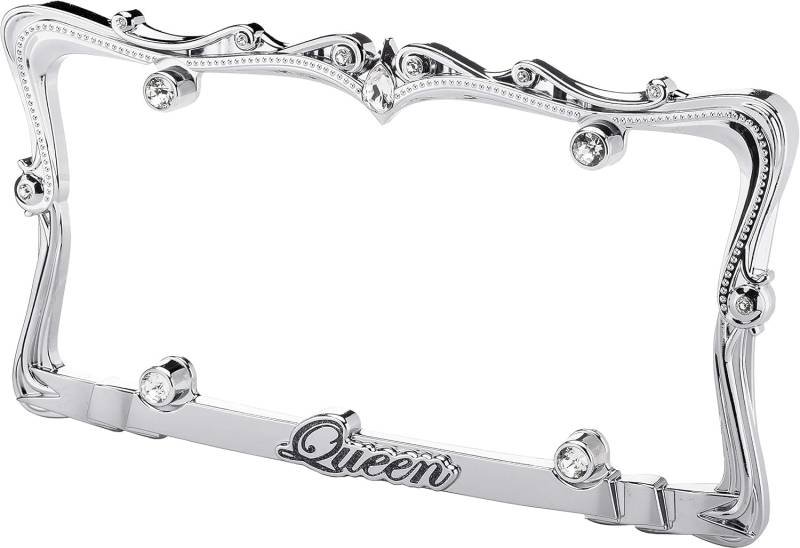 Cruiser Accessories 22630 Queen Kennzeichenrahmen, chromfarben/transparent mit Verschlusskappen von Cruiser Accessories