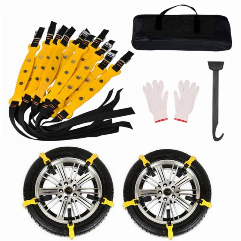 10PCS Anti-Rutsch Schneeketten Für Auto, Winterreifen Kette, KFZ Reifen Winter Zubehör (Größen M) von Ctopkatuo