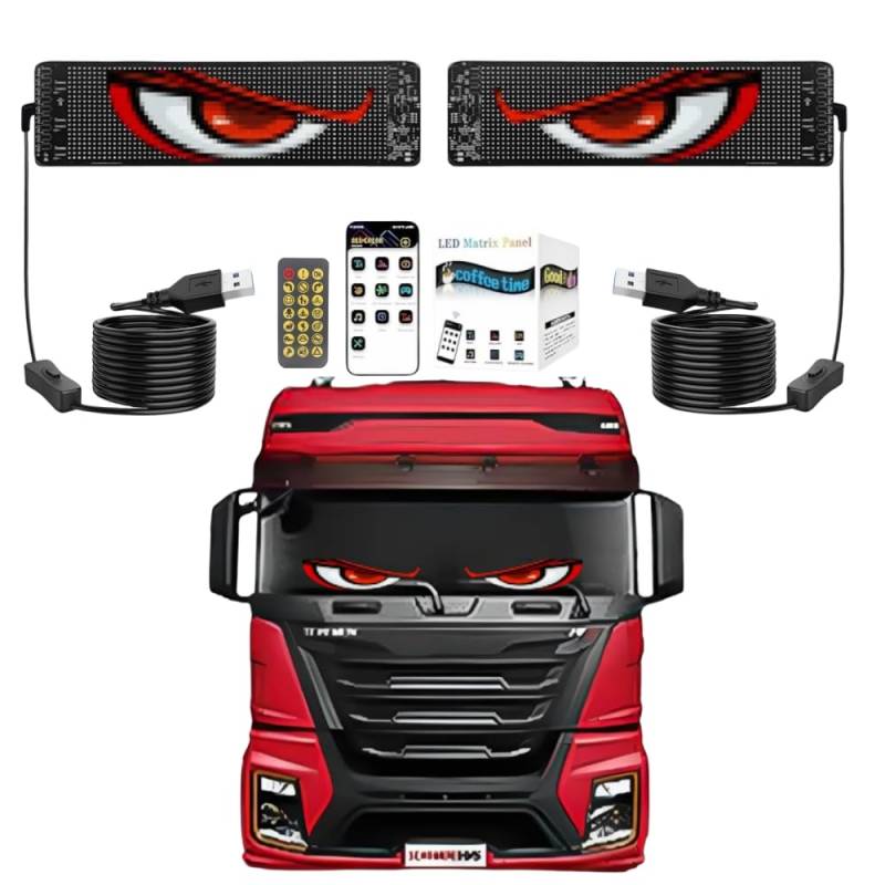 2er Teufelaugen-Licht Für Autos, Programmierbare Flexible LED-Augen Für Autoscheiben, Dynamische Animiertes Autoaugenlicht Für Die Windschutzscheibe Mit APP-Steuerung Und Fernbedienung. von Ctopkatuo