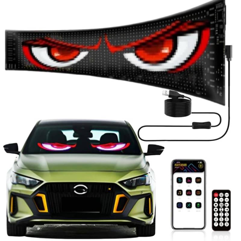 Ctopkatuo LED Augen Für Auto Und Lkw - Flex Schild Anzeige Laufschrift Programmierbar, Weicher Panel Bunte Teufelsaugen Für Autofenster von Ctopkatuo