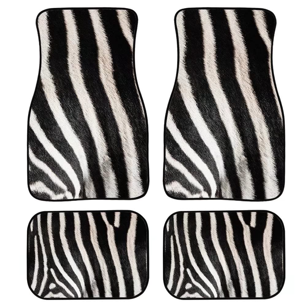 Cumagical Universelle Passform Auto Fußmatten Auto Tierdruck Teppich Anti-Rutschmatte Zebra Muster vorne & hinten Komplettes Set 4-teilig Allwetterschutz Ihr Auto von Cumagical