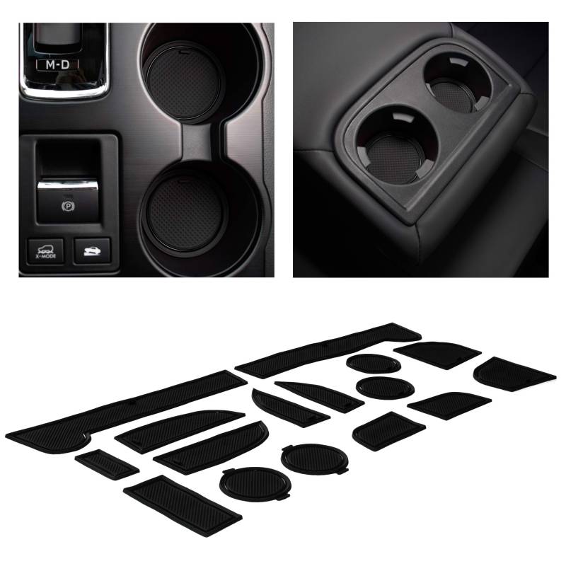 CupHolderHero Custom Fit Cup and Door Liner Acessories for Subaru Outback and Legacy 2015 2016 2017 2018 2019 16PC Kit (Solid Black) von CupHolderHero