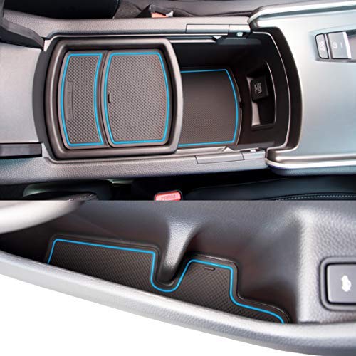 CupHolderHero Für Honda Accord Zubehör 2018–2022 Premium Custom Interior Anti-Rutsch Anti-Staub Getränkehalter Einsätze Mittelkonsole Liner Matten Tür Pocket Liner 17-teiliges Set (Blauer Rand) von CupHolderHero