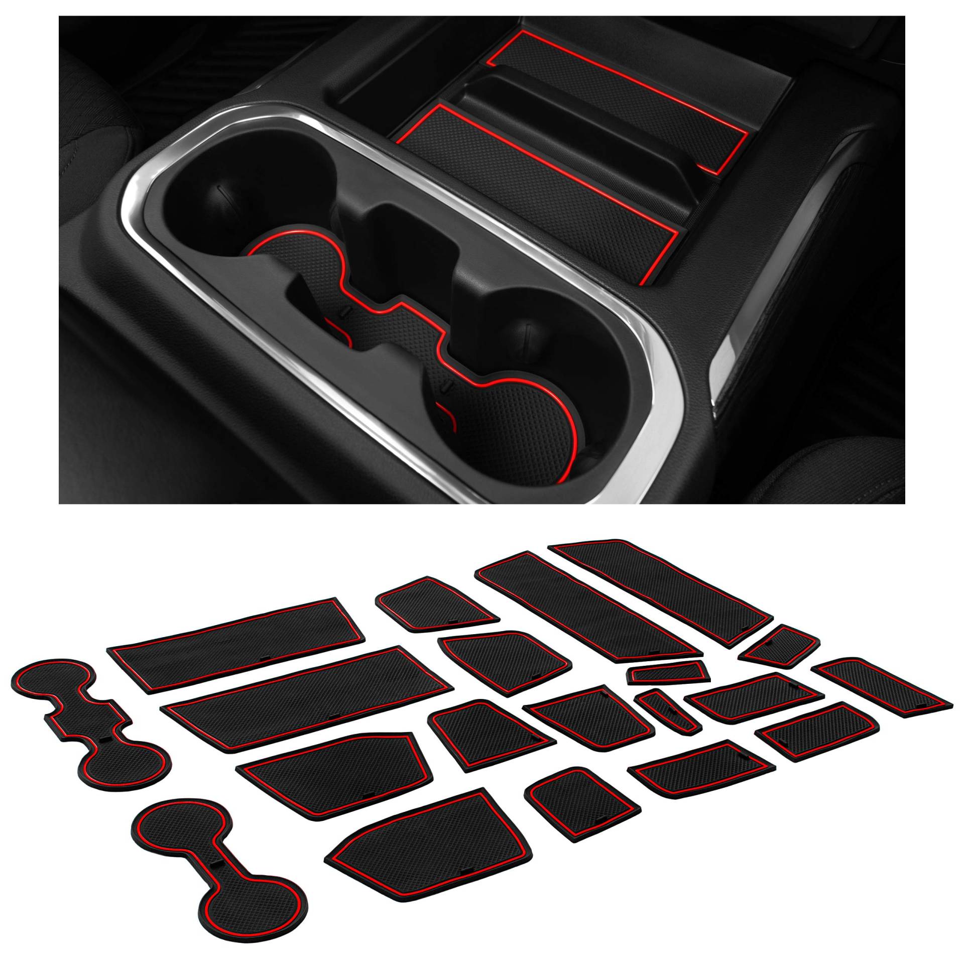 CupHolderHero Passend für Chevy Silverado 1500 Zubehör & GMC Sierra 2014–2022 Premium Custom Interior rutschfeste Anti-Staub-Getränkehalter-Einsatz, Konsolenauskleidung, 24-teiliges Set (CrewCab mit CupHolderHero Passend für Chevy Silverado 1500 Zubehör & GMC Sierra 2014–2022 Premium Custom Interior rutschfeste Anti-Staub-Getränkehalter-Einsatz, Konsolenauskleidung, 24-teiliges Set (CrewCab mit von CupHolderHero