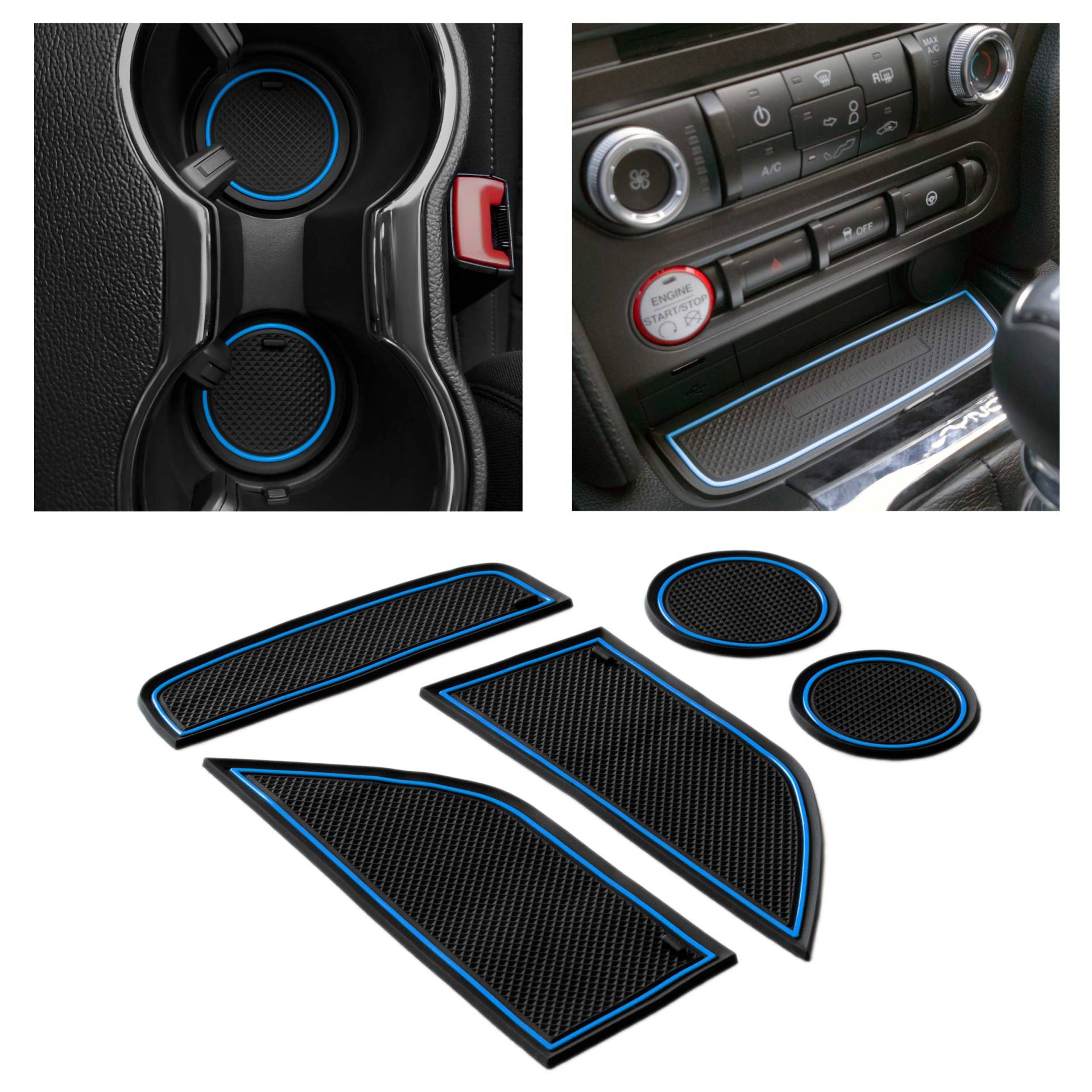 Custom Fit Getränkehalter und Tür Fach Liner Zubehör für Ford Mustang 2015 2016 2017 2018 5-pc Set Custom Fit Getränkehalter und Tür Fach Liner Zubehör für Ford Mustang 2015 2016 2017 2018 5-pc Set von CupHolderHero