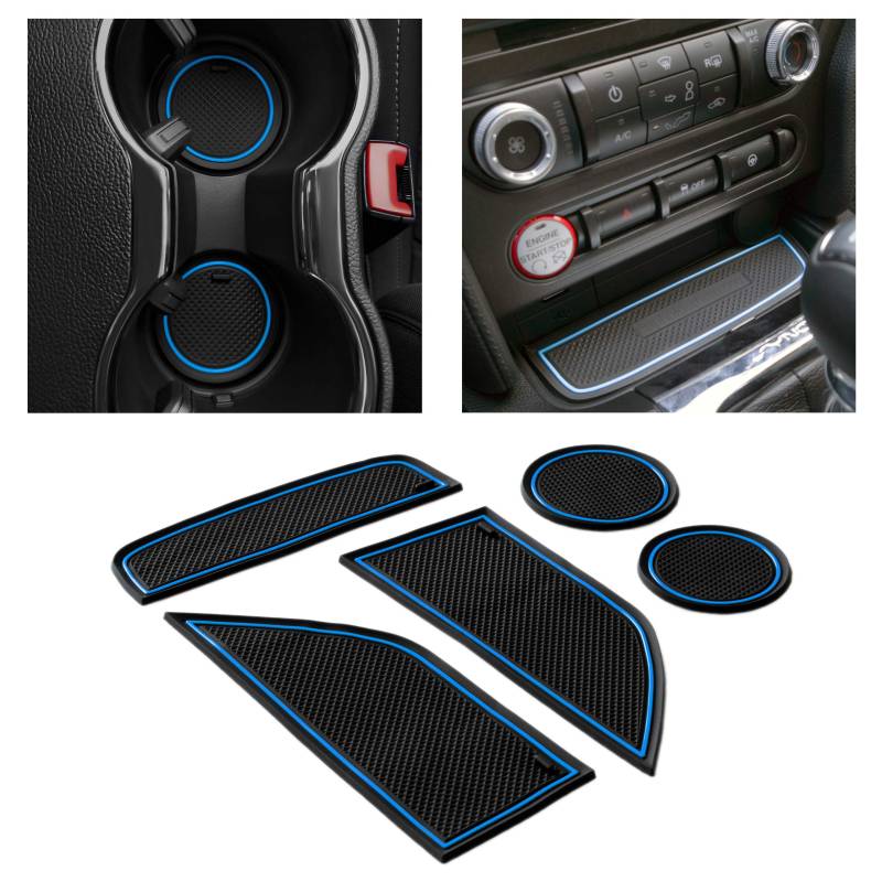 Custom Fit Getränkehalter und Tür Fach Liner Zubehör für Ford Mustang 2015 2016 2017 2018 5-pc Set von CupHolderHero