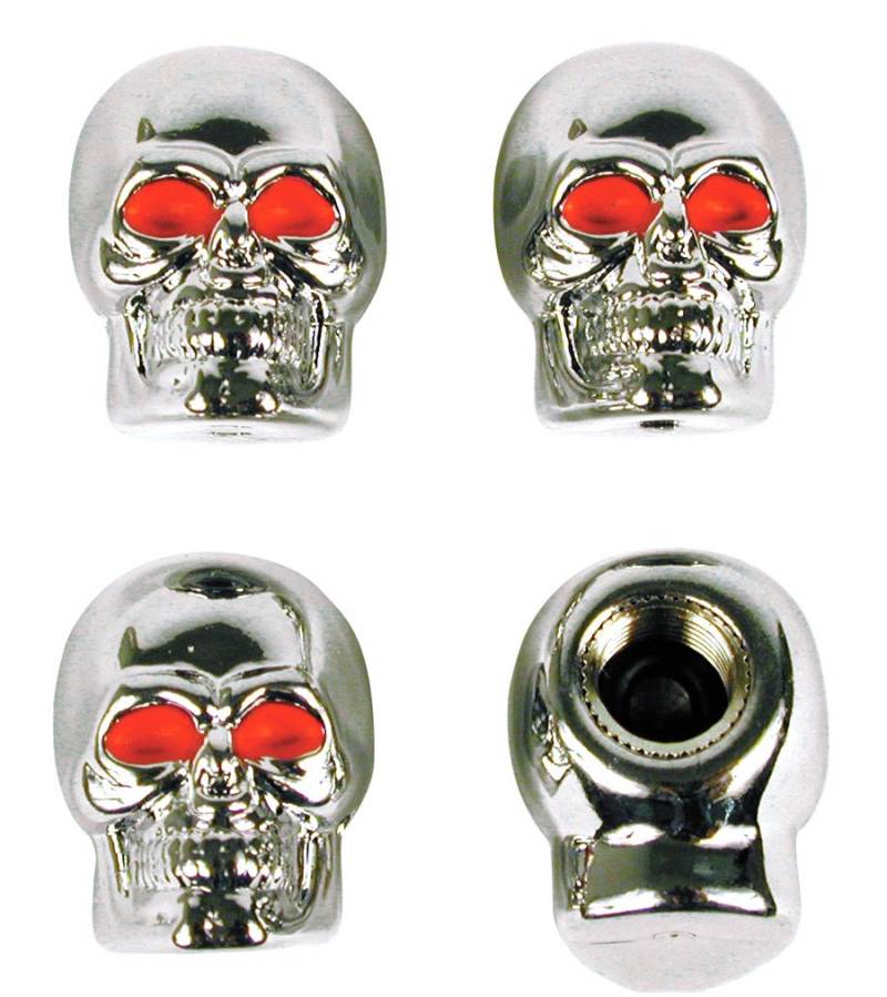 Custom Accessories 16220 Ventilkappen, Chrom, Totenkopf-Design, 4 Stück von Custom Accessories