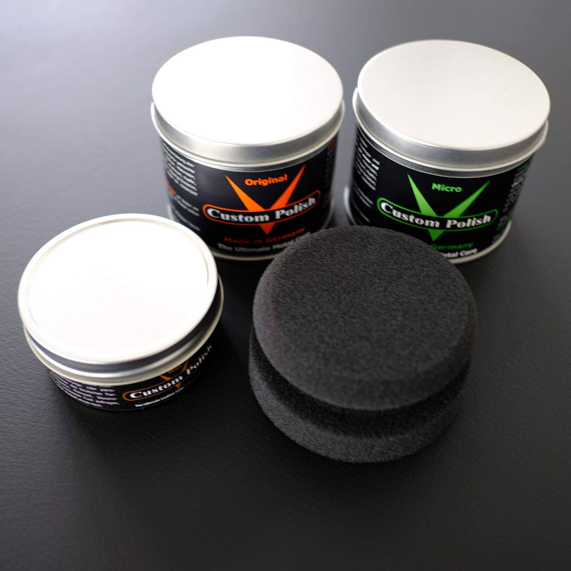 CUSTOM POLISH Polierset 800g Metallpflege + 150ml Wax Lederpflege + Polierpad CUSTOM POLISH Polierset 800g Metallpflege + 150ml Wax Lederpflege + Polierpad von Custom Polish
