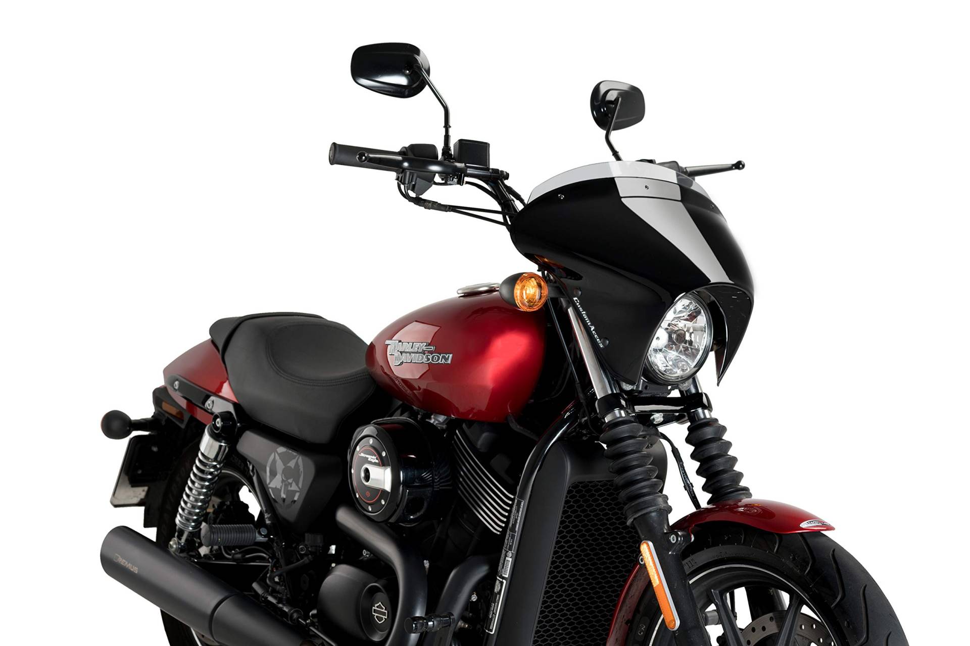 Batwing SML Kurzer Bildschirm Stak Getönt Puig ref.21057H für Harley Davidson Street 750 17'-19' von Customacces
