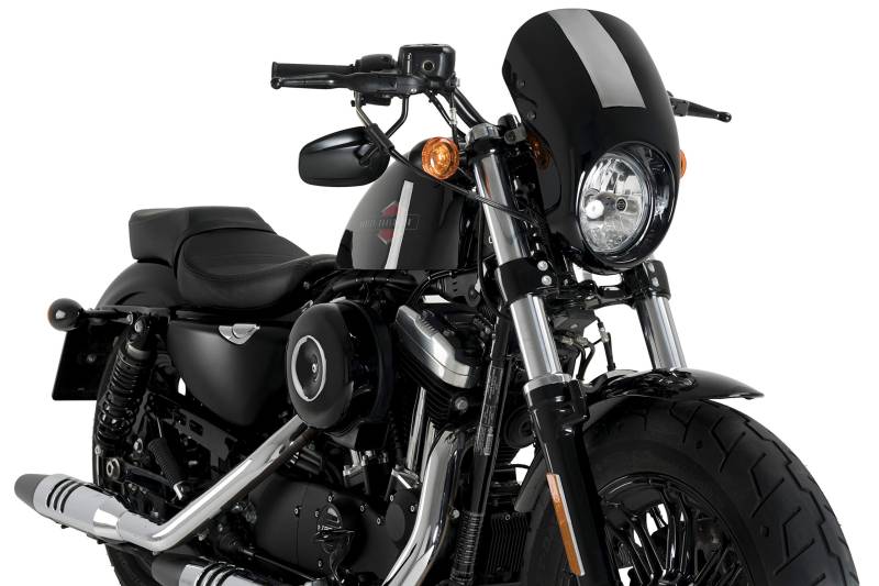 Customacces Verkleidungscheibe Modell Anarchy Schwarz Puig ref.21084N für Harley Davidson Sportster 1200 Forty-Eight XL1200X 17'-19' von Customacces