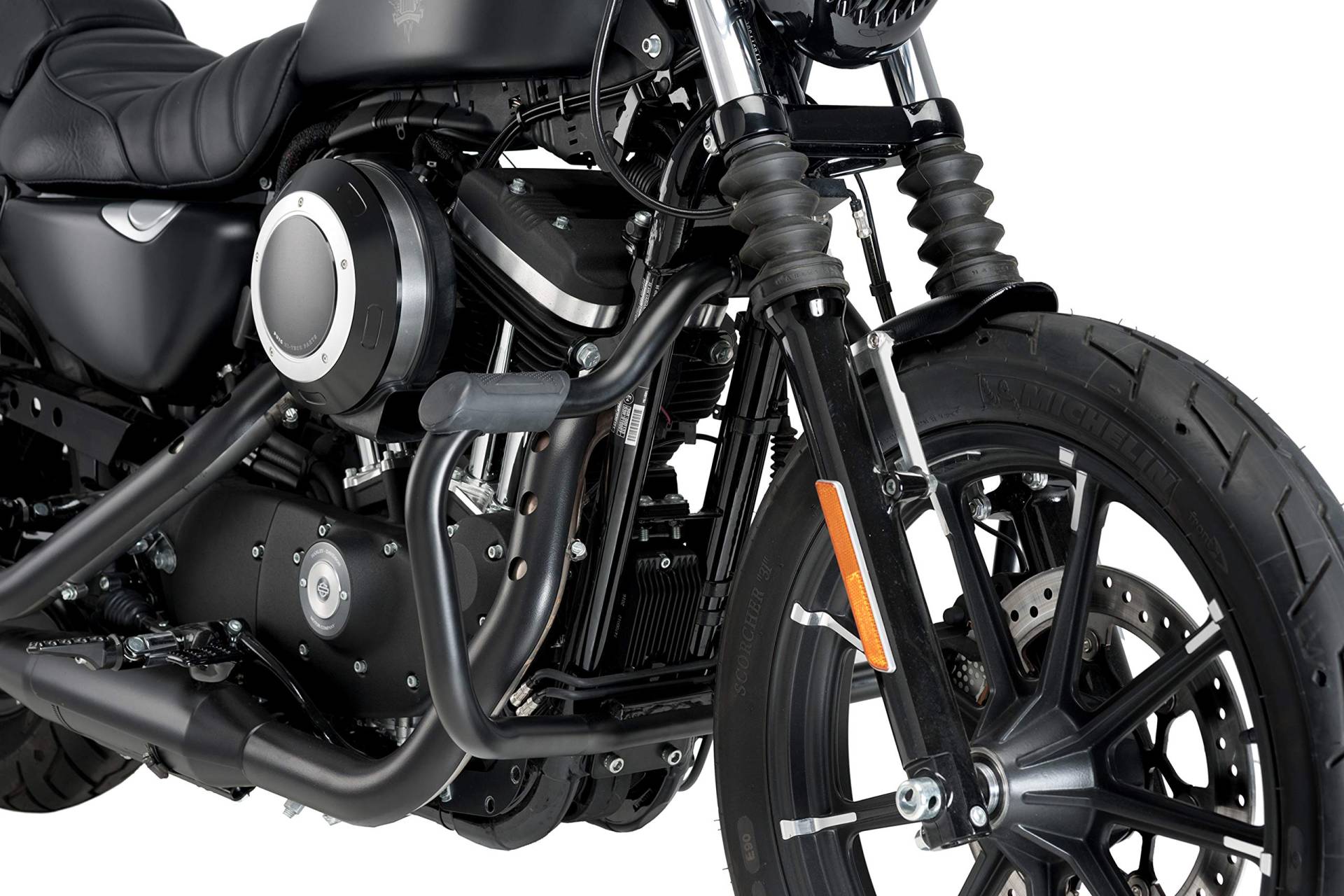 Sturzbügel Mustache Modell Schwarz Customacces für Harley Davidson Sportster Custom XL1200C 04-19 von Customacces