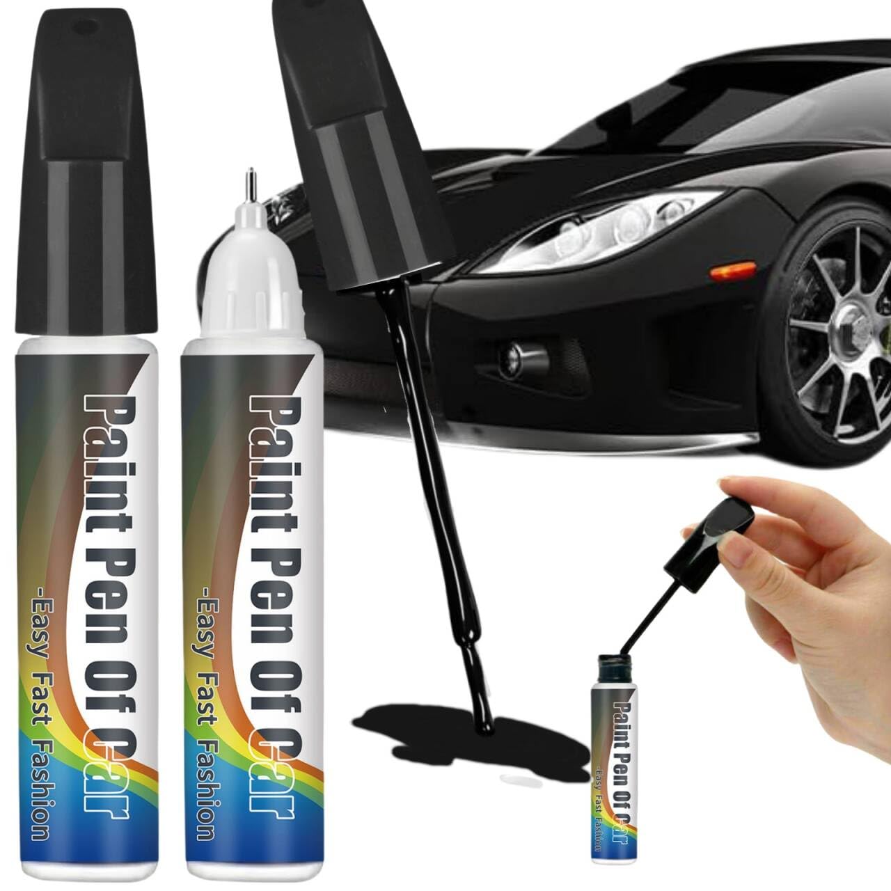 Cutiolly Lackstift Auto,2pcs Lackstift,Auto Reparatur Lack,Lackstifte Für Auto Kratzer,Auto Kratzer Reparatur Stift,für Auto Kratzer Reparatur (Schwarz) von Cutiolly