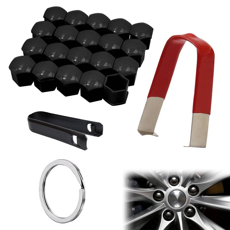 Radmutternkappen,20pcs 17 mm Radschrauben Radmuttern,Radschraubenmuttern Kappenabdeckungen,Sechseckige Reifenmutternabdeckungen,Schraubenabdeckung Auto Radkappen mit Radschraubenkappen Abzieher von Cutiolly