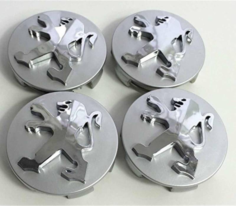 CutuLi 4 Stück Nabendeckel für Peugeot 106 107 206 207 306 307 506 507 108 208 308, ABS Radnabenabdeckung Felgendeckel Auto-Nabenkappen Dekorative Zubehör, Silber, Plastik, Acrylnitril-Butadien-Styrol von CutuLi