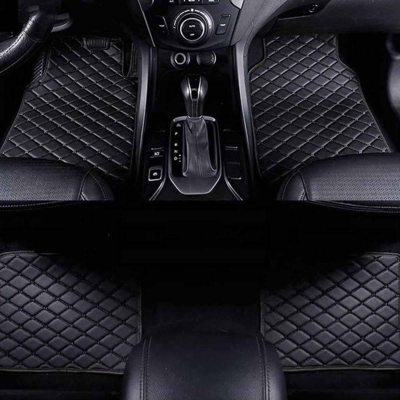 4 Stück Auto Fußmatten für Fo-rd Fiesta 2017-2022(LHD), Vorne Hinten Leder Fussmatten Anti-Rutsch Teppiche schutzmatte ZubehöR,A/Black von CutuLi