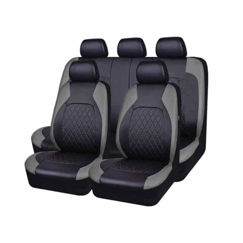 CutuLi Auto Sitzbezüge Sets Für, 9 Stück Leder Set Sitzbezug Komplett-Set wasserdichte Autositzschoner Zubehör,B/9pcs Set Grey von CutuLi