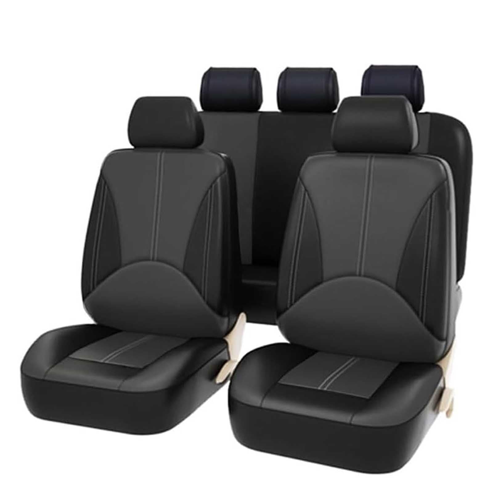 CutuLi Auto Sitzbezüge Sets FüR Mazda 2 Sedan 2014-2018, Leder Komplett-Set Autositzbezüge Wasserdicht Atmungsaktiv Auto Innenraum Zubehör,C/Black Grey von CutuLi
