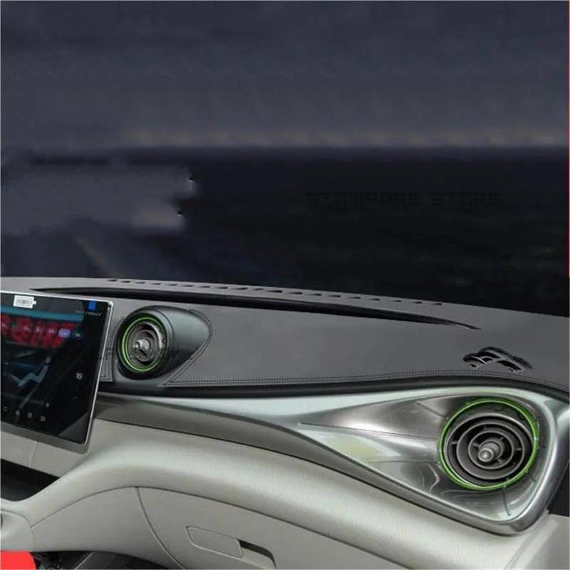 Auto Dash Mat Für BYD Für Dolphin EA1 2023 2024 Auto Dashboard Leder Abdeckungen Matte Schatten Wildleder Kissen Pad Teppiche Auto Dashboard Cover(Black line) von Cvgffs