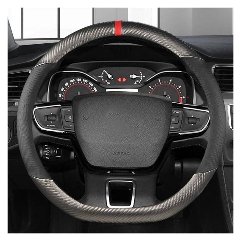 Auto Lenkradbezug Für Citroen Für C4 Für AIRCROSS Für C5 Für AIRCROSS Für C3-XR Für C4 Picasso Für C4 Für C5 C6 Auto Lenkrad Abdeckung Carbon Faser Lenkrad Bezug(Fmh) von Cvgffs