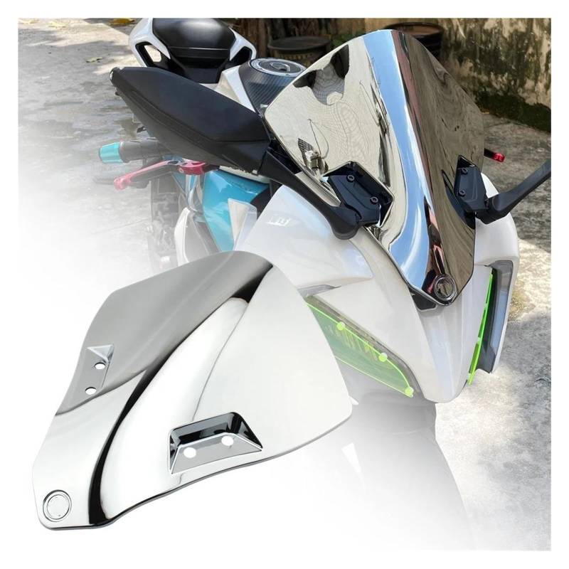 Motorrad Windschutzscheibe Für CFMOTO Für 250SR Für 300SR 2020 2021 2022 2023 Motorräder Windschutzscheibe Windschutz Motorrad Windschild Spoiler(Chrome) von Cvgffs