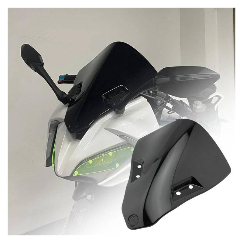 Motorrad Windschutzscheibe Für CFMOTO Für 250SR Für 300SR 2020 2021 2022 2023 Motorräder Windschutzscheibe Windschutz Motorrad Windschild Spoiler(Schwarz) von Cvgffs