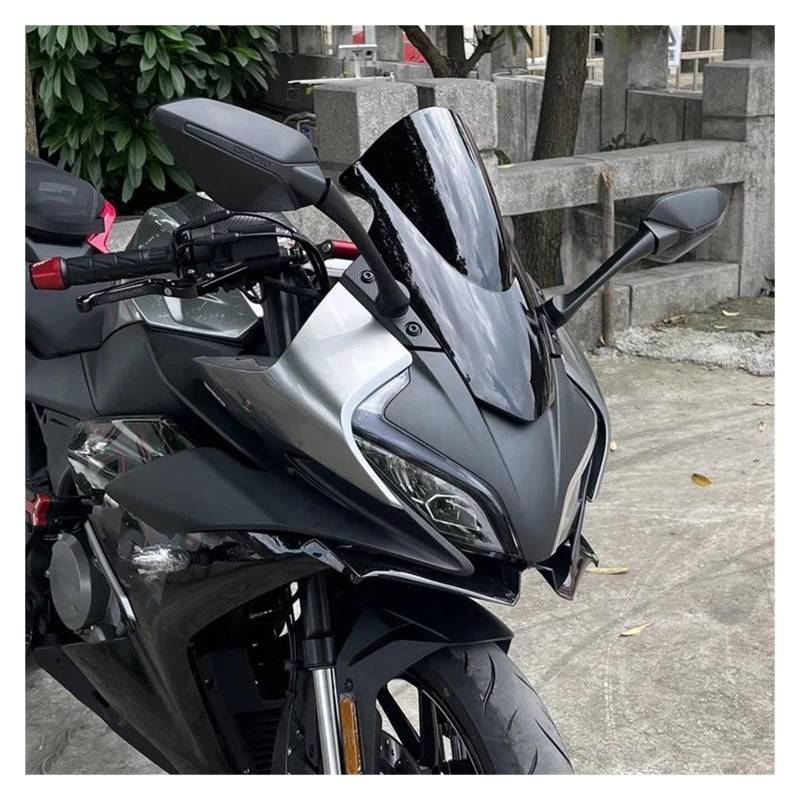Motorrad Windschutzscheibe Für CFMOTO Für 250SR Für 300SR MY23 2023 Motorrad Frontscheibe Windschutz Verkleidung Windabweiser Motorrad Windschild Spoiler(Schwarz) von Cvgffs