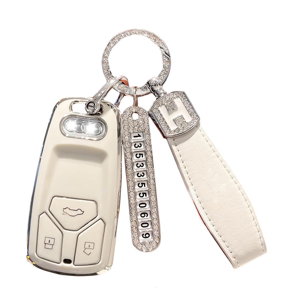 Cysocool 3-Tasten Autoschlüssel Hülle für Audi, Schlüsselhülle Mit Schlüsselanhänger Auto Schlüssel Silikon Cover Schlüsselhülle Kompatibel mit Audi A4 A5 A6 A8 C8 Q5 Q7 RS5 TTS TT R8 von Cysocool