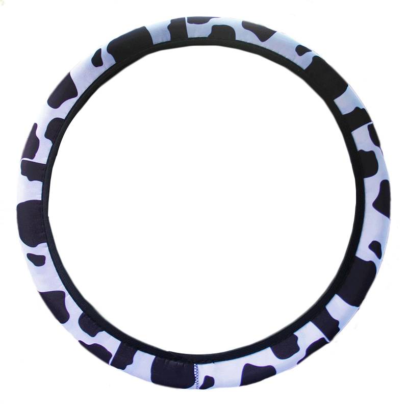 Cysocool Universal Kuh Neopren Auto Lenkradhülle Lenkrad Abdeckung Fell Lenkradbezug Winter Warme Auto Lenkradabdeckung Weich Lenkradschutz Auto Zubehör für 37–39 cm, Schwarzes Kuh-Neopren von Cysocool
