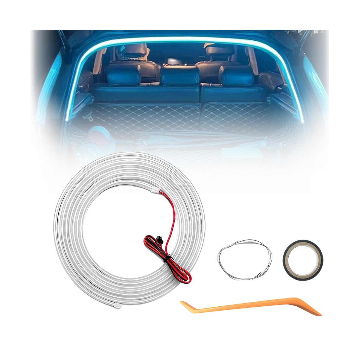 Czerio Dynamic Flowing Car Trunk Light Strip, Kofferraum Beleuchtung Led Band, Automatischer Sensor Tail Box Light Strip, Kofferraum Lichtstreifen Lichtleiste (Blau, 4m Dauerlicht) von Czerio