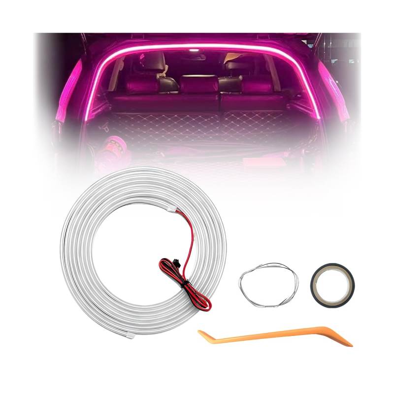Czerio Dynamic Flowing Car Trunk Light Strip, Kofferraum Beleuchtung Led Band, Automatischer Sensor Tail Box Light Strip, Kofferraum Lichtstreifen Lichtleiste (Lila, 4m Dauerlicht) von Czerio