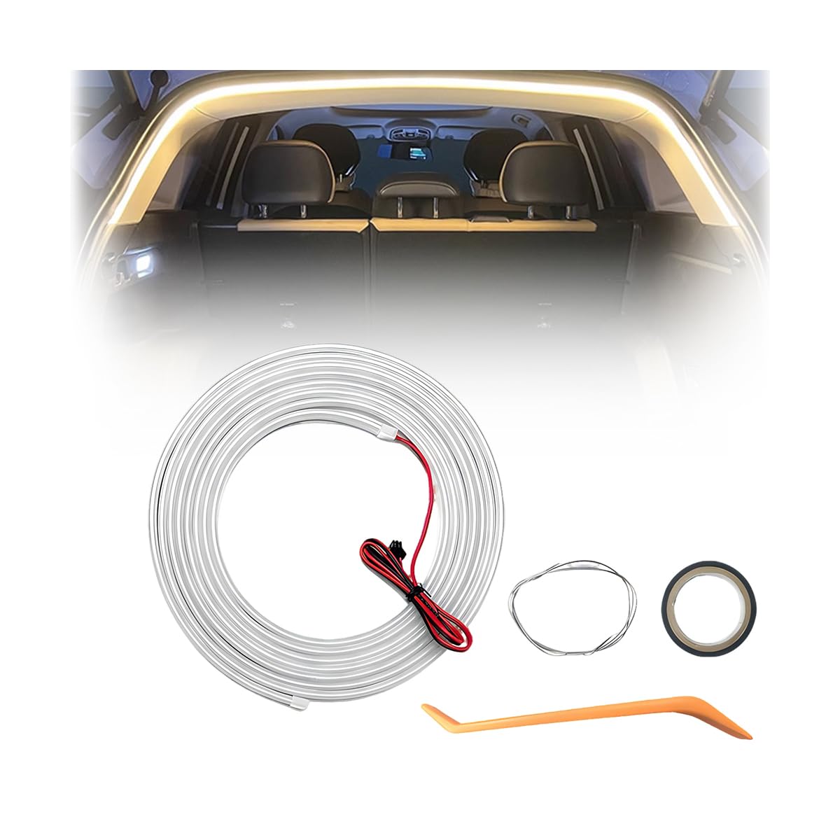 Czerio Dynamic Flowing Car Trunk Light Strip, Kofferraum Beleuchtung Led Band, Automatischer Sensor Tail Box Light Strip, Kofferraum Lichtstreifen Lichtleiste (Warme, 2m Dynamischeslicht) von Czerio