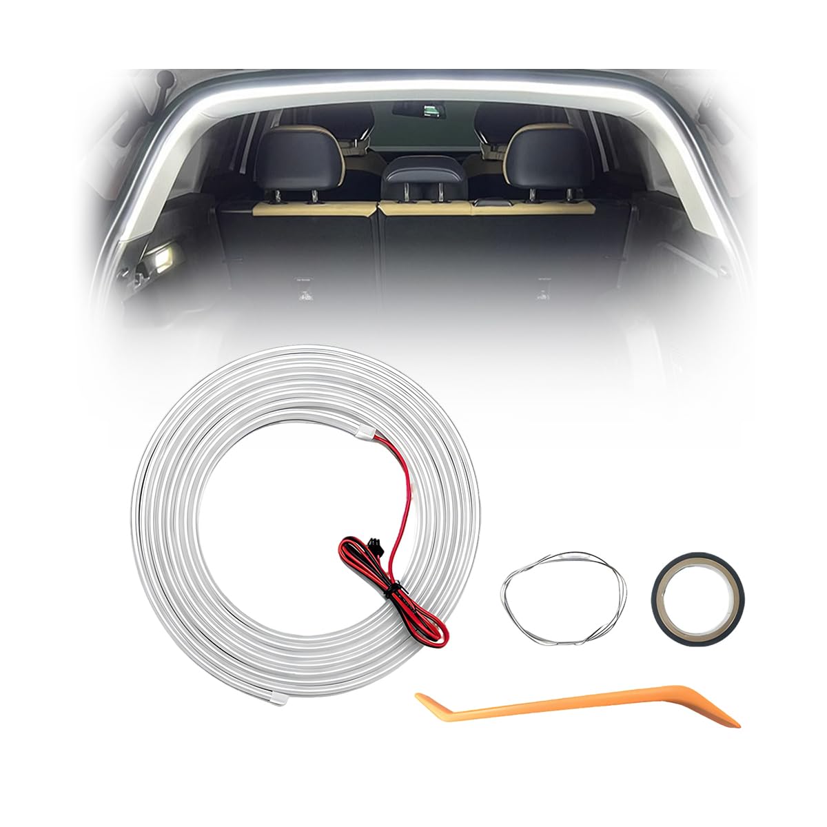 Czerio Dynamic Flowing Car Trunk Light Strip, Kofferraum Beleuchtung Led Band, Automatischer Sensor Tail Box Light Strip, Kofferraum Lichtstreifen Lichtleiste (Weiß, 2m Dynamischeslicht) von Czerio