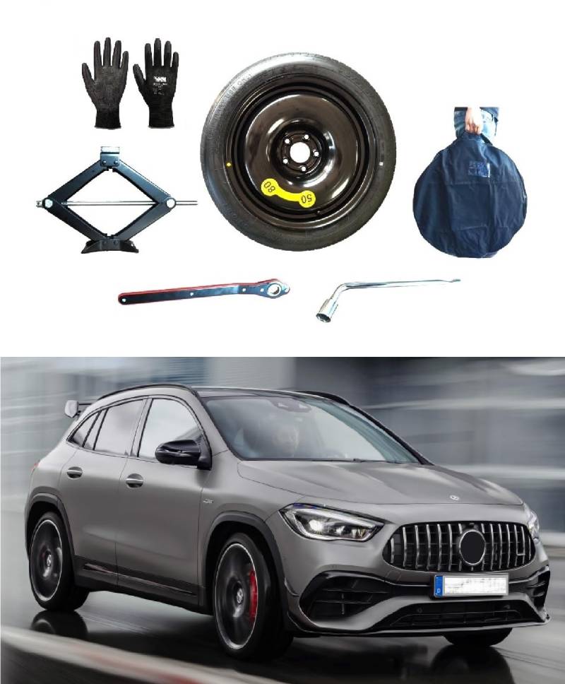 18" Notrad kompatibel mit Mercedes GLA (2014-2019) mit Wagenheber, Schlüssel, Handschuhe und Tasche von D'ANGELO 1988