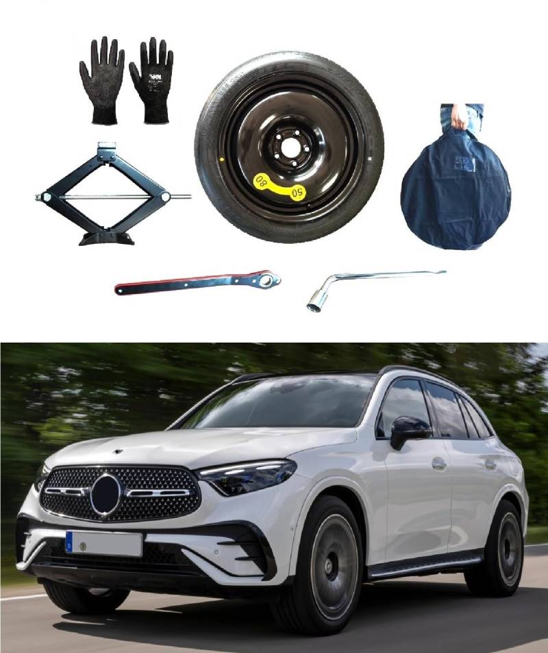 20" Notrad kompatibel mit Mercedes GLC (2015>) mit Wagenheber, Schlüssel, Handschuhe und Tasche 175/55R20 von D'ANGELO 1988