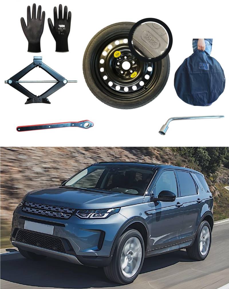 D'ANGELO 1988 Ersatzrad-Set, 43,2 cm (17 Zoll), kompatibel mit Land Rover Discovery Sport, mit Wagenheber, Schlüssel, Handschuhe und Tasche von D'ANGELO 1988