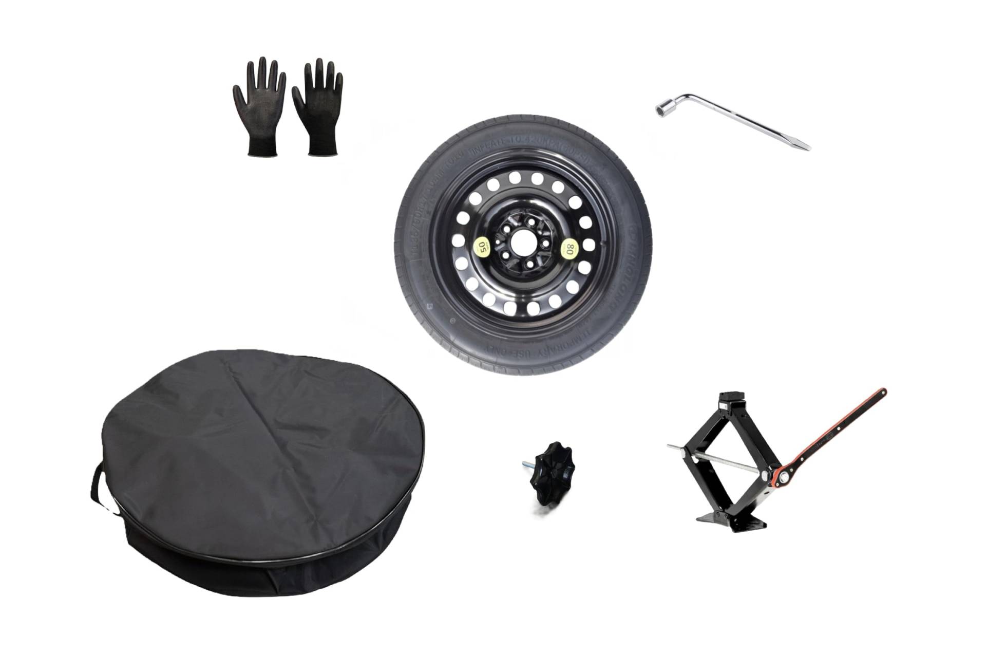 Ersatzrad-Set, 43,2 cm (17 Zoll), kompatibel mit Subaru XV mit Wagenheber, Schlüssel, Schraube, Handschuhe und Tasche 135/90R17 von D'ANGELO 1988