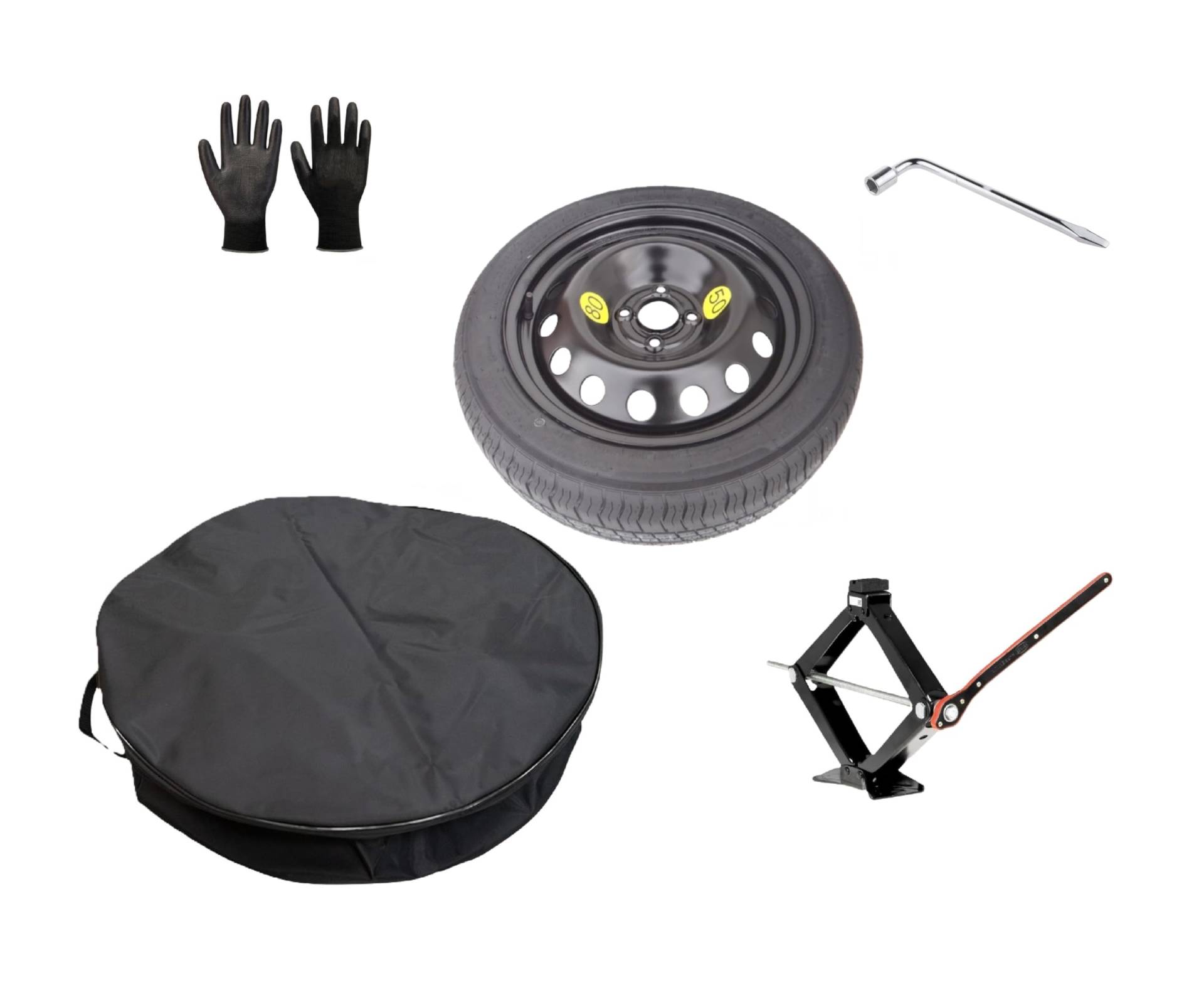 Ersatzrad-Set 16 Zoll, kompatibel mit Dacia Sandero - Sandero Stepway - Sandero Streetway mit Wagenheber, Schlüssel, Handschuhe und Tasche 125/90R16 Ersatzrad-Set 16 Zoll, kompatibel mit Dacia Sandero - Sandero Stepway - Sandero Streetway mit Wagenheber, Schlüssel, Handschuhe und Tasche 125/90R16 von D'ANGELO 1988