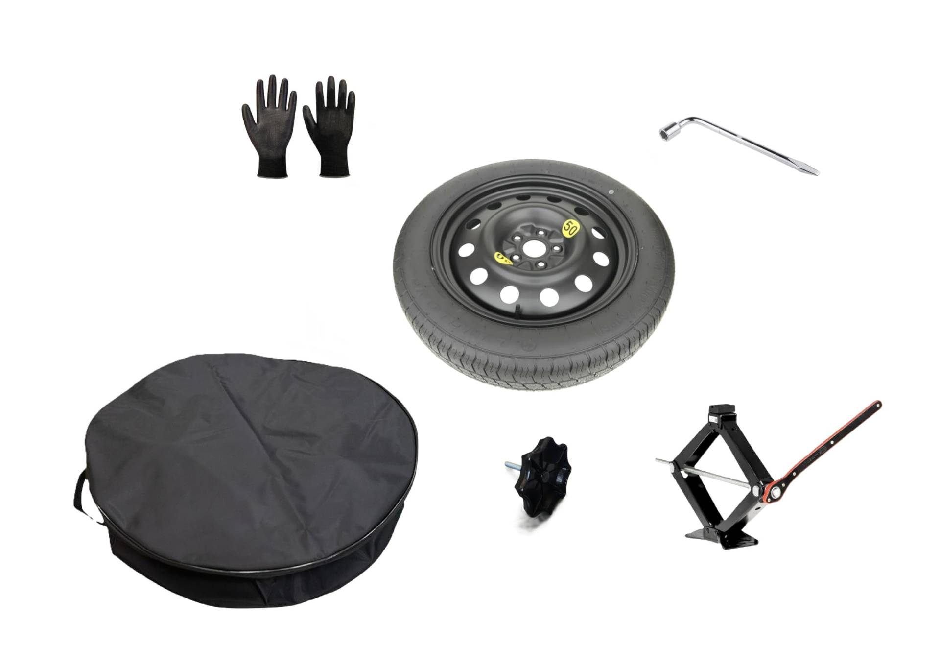 Ersatzrad-Set 18 Zoll, kompatibel mit Renault Espace (2024>) mit Wagenheber, Schlüssel, Schraube, Handschuhe und Tasche von D'ANGELO 1988