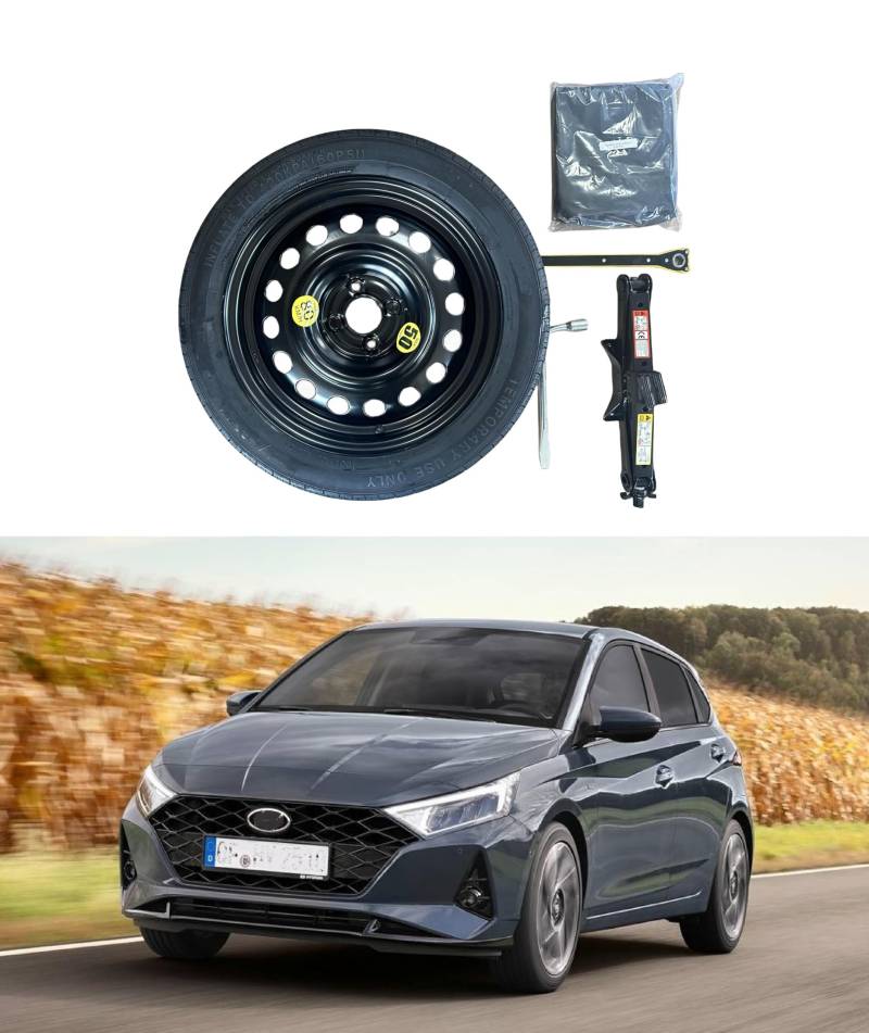 Ersatzradsatz 17 Zoll kompatibel mit Hyundai I20 (2020>), Auto Zubehör mit Wagenheber, Schlüssel und Tasche von D'ANGELO 1988