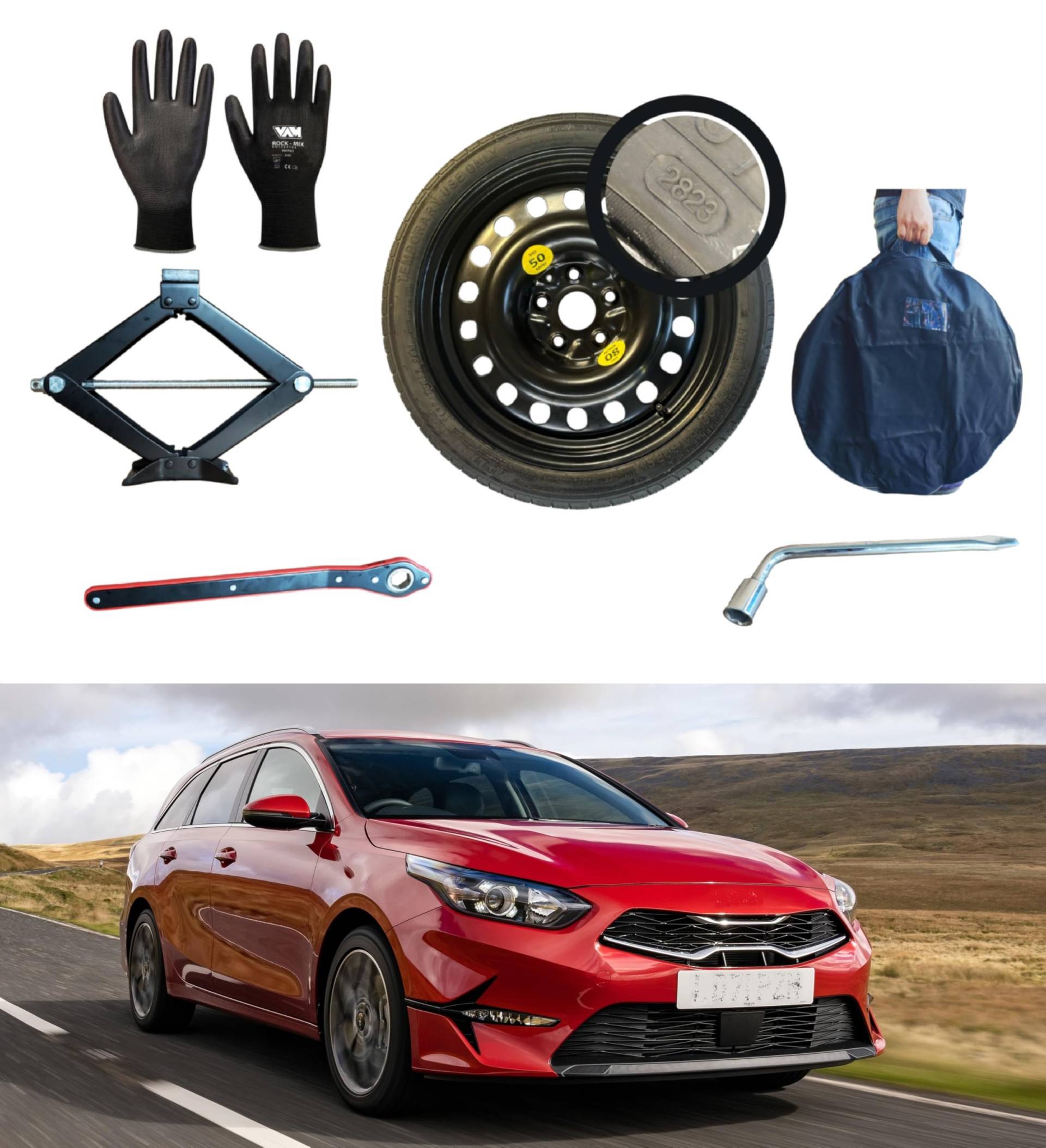 Notrad 16" kompatibel mit Kia Ceed/Ceed Sportwagon mit Wagenheber, Schlüssel, Handschuhe und Tasche Notrad 16" kompatibel mit Kia Ceed/Ceed Sportwagon mit Wagenheber, Schlüssel, Handschuhe und Tasche von D'ANGELO 1988